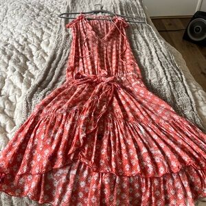 Poupette St. Barth Red and White Patterned Dress